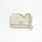Chanel 19 Flap Bag Medium Grey Lambskin Leather with Mixed Metal Hardware (RFID Chip Version)