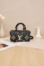 Louis Vuitton Nano Speedy Black & White Monogram Empreinte Leather (RFID Chip Version)