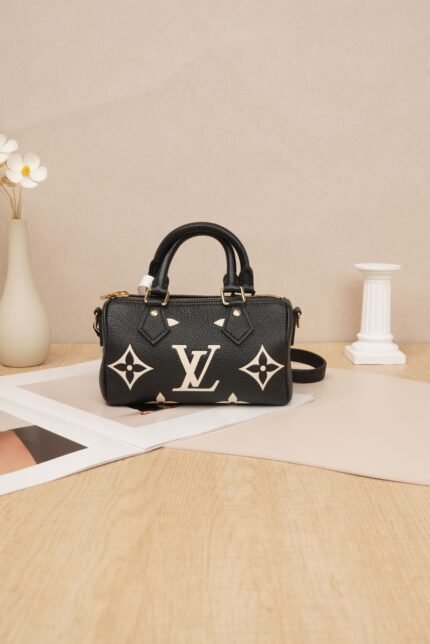Louis Vuitton Nano Speedy Black & White Monogram Empreinte Leather (RFID Chip Version)