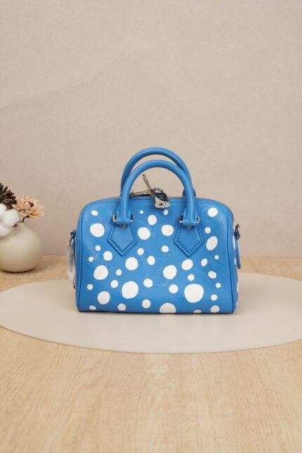 Louis Vuitton Speedy Bandoulière 20 Yayoi Kusama Blue & White Dots Monogram Empreinte Leather (RFID Chip Version)