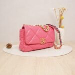 Chanel 19 Flap Bag Small Fuchsia Pink Lambskin Leather with Mixed Metal Hardware (29 Series)