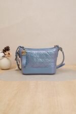 Chanel Gabrielle Small Iridescent Blue-Purple Calfskin Leather with Mixed Metal Hardware (27 Series)