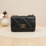 Chanel 19 Wallet on Chain Black Lambskin Leather with Gold Hardware (RFID Chip Version)