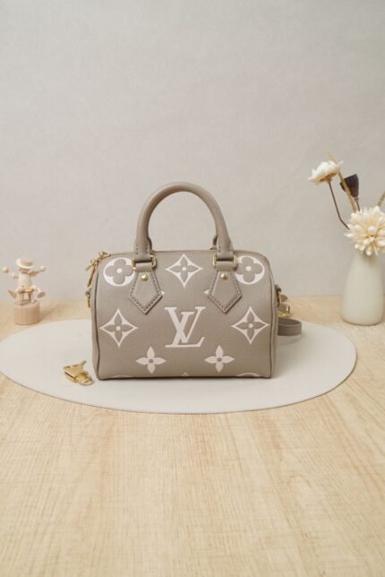 Louis Vuitton Speedy Bandoulière 20 Taupe Monogram Empreinte Leather (RFID Chip Version)