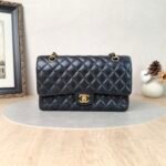 Chanel Classic Flap Medium Bag in Black Caviar Leather, 25.5 cm